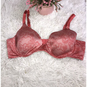 Lilyette Bra Womens 38C Red Floral Design Underwire Full Coverage Lined pre-owne